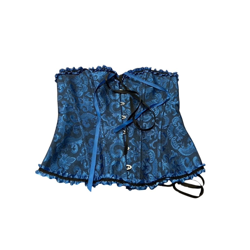Women Lace Up Bustier Corset Overbust Burlesque Top Waist Cincher Lingerie S